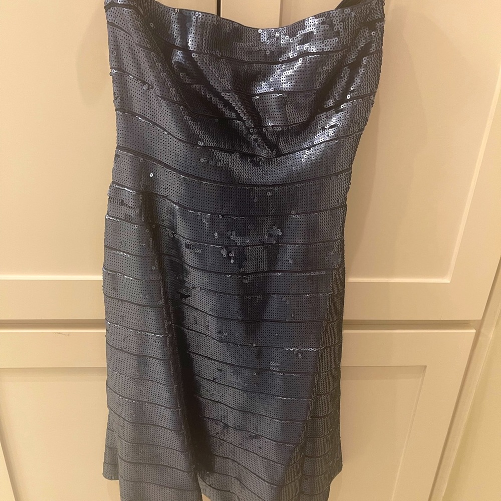 Never worn Herve Leger Navy Blue Sequin dress